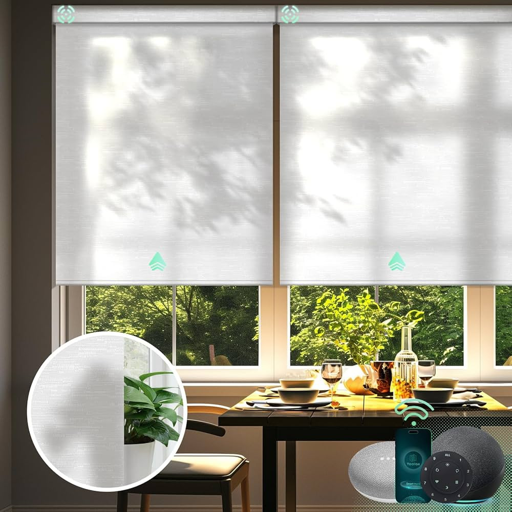 Yoolax Motorized Blinds with Remote, Light Filtering Smart Shades Work with Alexa Google Home, Au... | Amazon (US)