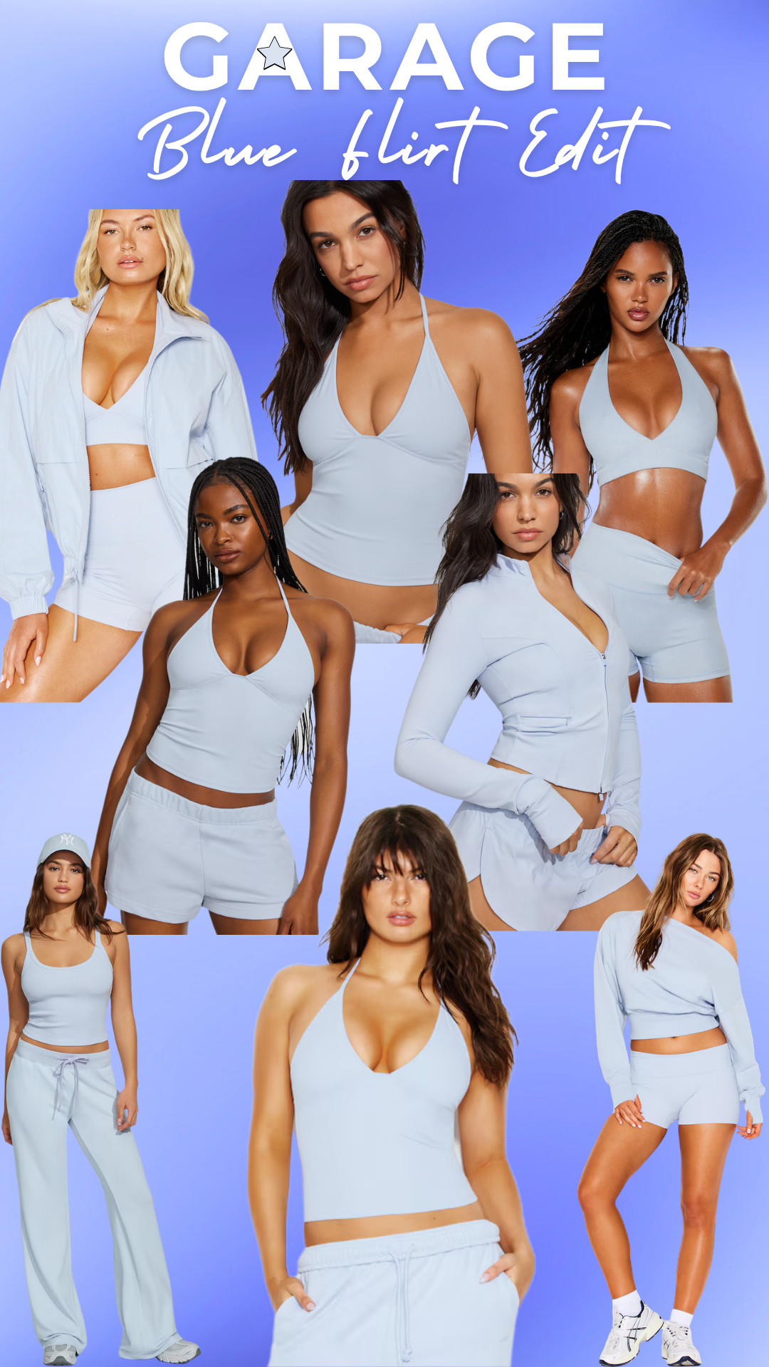 @Garage Clothing – Blue Flirt Athleisure Edit 🩵

The Garage Blue Flirt set is such a good color for spring and summer athleisure and is perfect if you want a soft blue workout set that looks clean, minimal, and really put together for everyday outfits.

This blue athleisure set is perfect for Pilates, yoga, hot girl walks, gym workouts, running errands, travel days, airport outfits, brunch, and everyday athleisure outfits, especially if you like matching workout sets that make getting dressed really easy.

Some of the most popular Blue Flirt pieces are:
• Active Layered Tank Top
• Active Portrait Neck Bra
• Active Y-Back Bra
• Active Booty Shorts
• High Rise Active Leggings
• Active Flare Leggings / Flare Pants
• Fitted Active T-Shirt
• Zip Up Active Jacket
• Lounge Shorts
• Wide Leg Lounge Pants

These pieces are great because you can build matching workout sets, lounge sets, travel outfits, and everyday athleisure outfits, and blue workout sets are really popular for spring athleisure and summer workout clothes.

Garage activewear is also great because many of their leggings, flare pants, and lounge pants work well for petite and tall girls, so if you’re looking for petite workout sets or tall girl leggings and flare pants, these are really good options.

If you’re looking for blue athleisure sets, matching gym sets, Pilates outfits, hot girl walk outfits, spring athleisure, or summer workout sets, the Garage Blue Flirt set is such a good staple color.

↓ Everything is linked! 

#LTKActive #LTKTravel #LTKdayinmylife