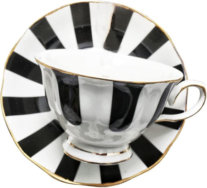 UPKOCH 1 Set Elegant Checkered Coffee Set, Black-and-White Ceramic Mug, European Style Porcelain ... | Amazon (US)