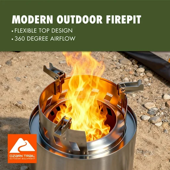 Ozark Trail 7'' Stainless Steel Integrated Wood-Burning Camp Fire Pit | Walmart (US)