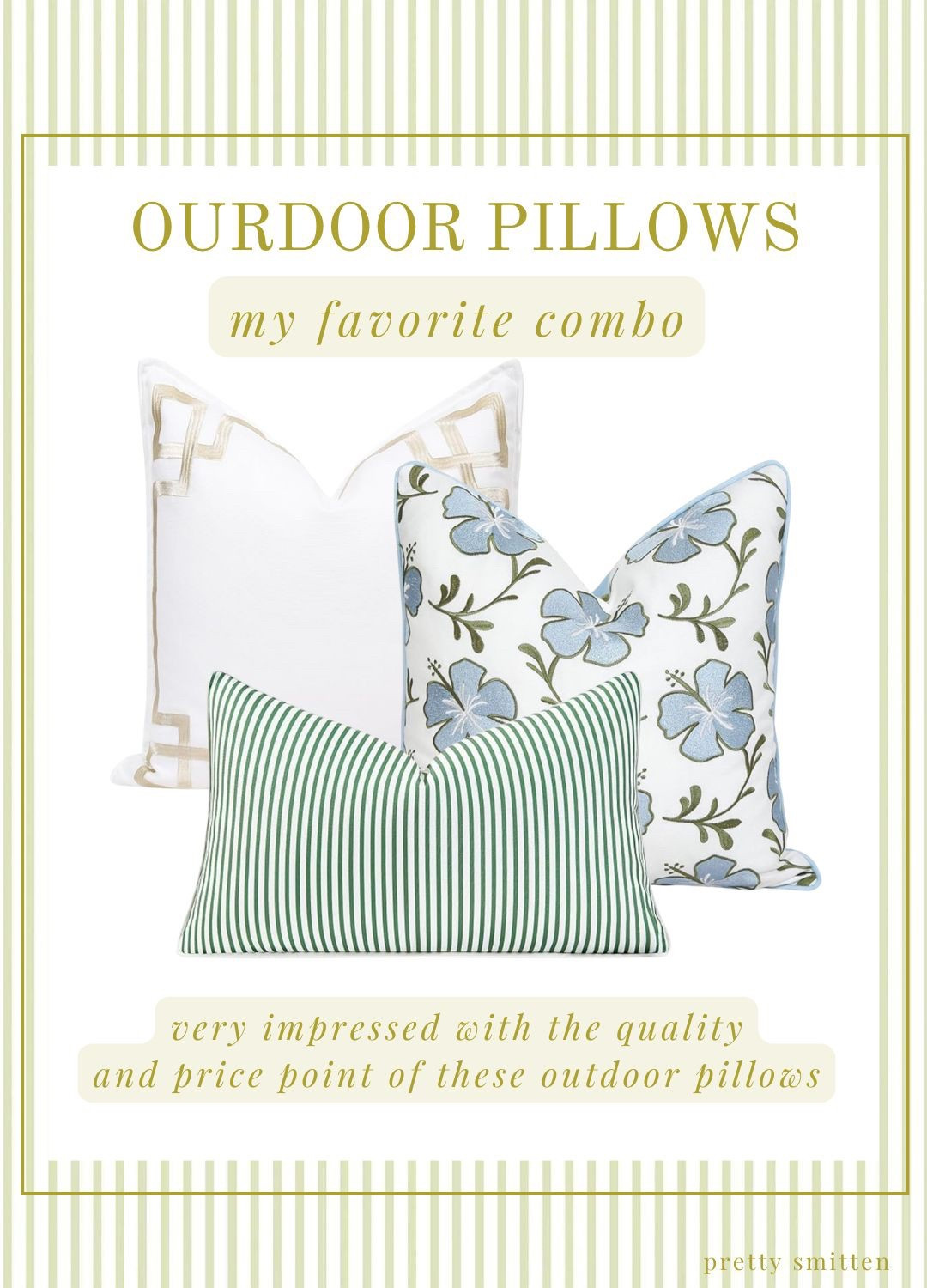 Loving this combination for outdoor pillows on a couch - I’m very impressed with the quality and price point of this brand. Linking a pretty blue stripe too! 

Outdoor decor, porch decor, deck, stripes, traditional home 



#LTKStyleTip #LTKSeasonal #LTKHome