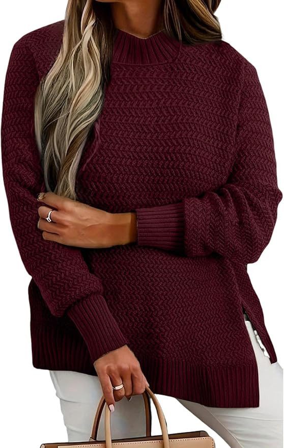 Eytino Womens Plus Size Sweater Long Sleeve Crewneck Knit Side Slit 2025 Fall Fashion Pullover To... | Amazon (US)