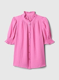 Crinkle Gauze Puff Sleeve Shirt | Gap (US)