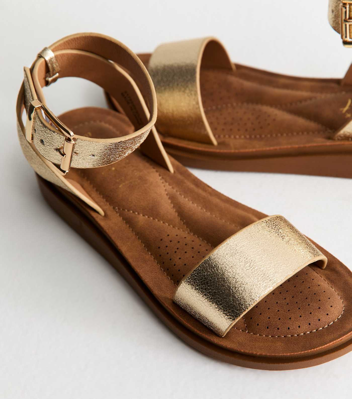 Gold Faux Leather Open Toe Sandals | New Look | New Look (UK)