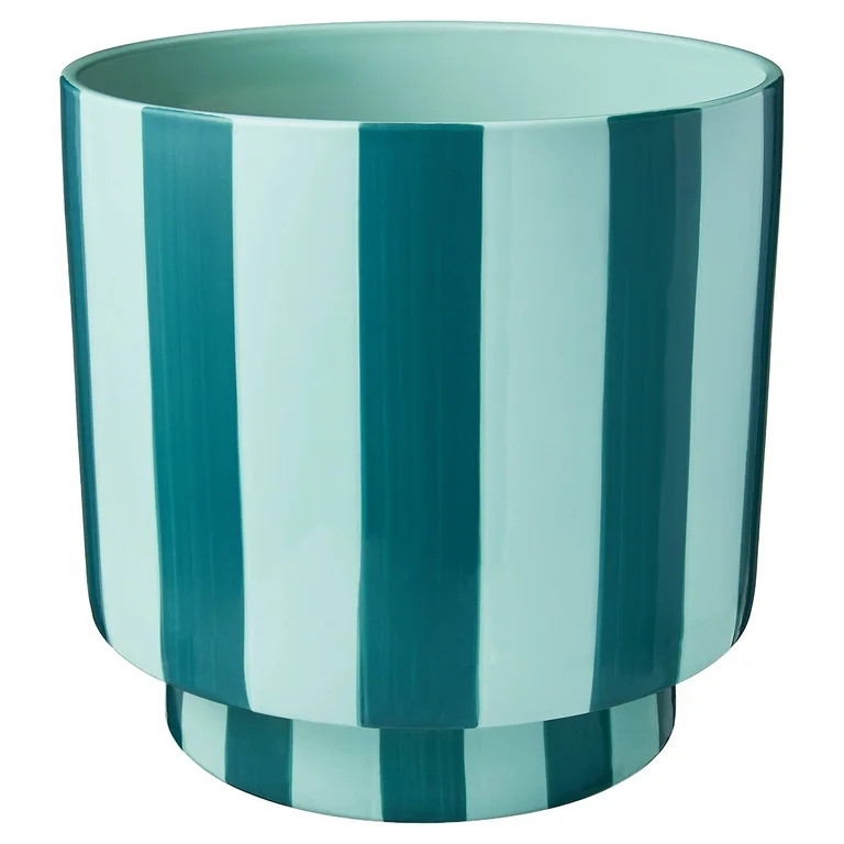 Mainstays Lauren Round Teal and Aqua Ceramic Planter, 10-inch | Walmart (US)
