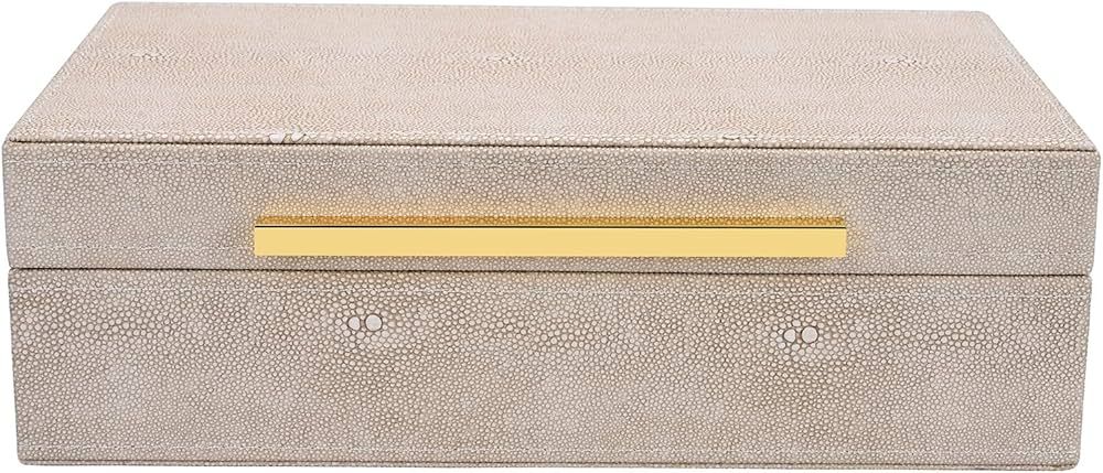 Ivory Shagreen box Faux Leather Decorative Boxes,Keepsake And Memory Storage Decorative Boxes wit... | Amazon (US)