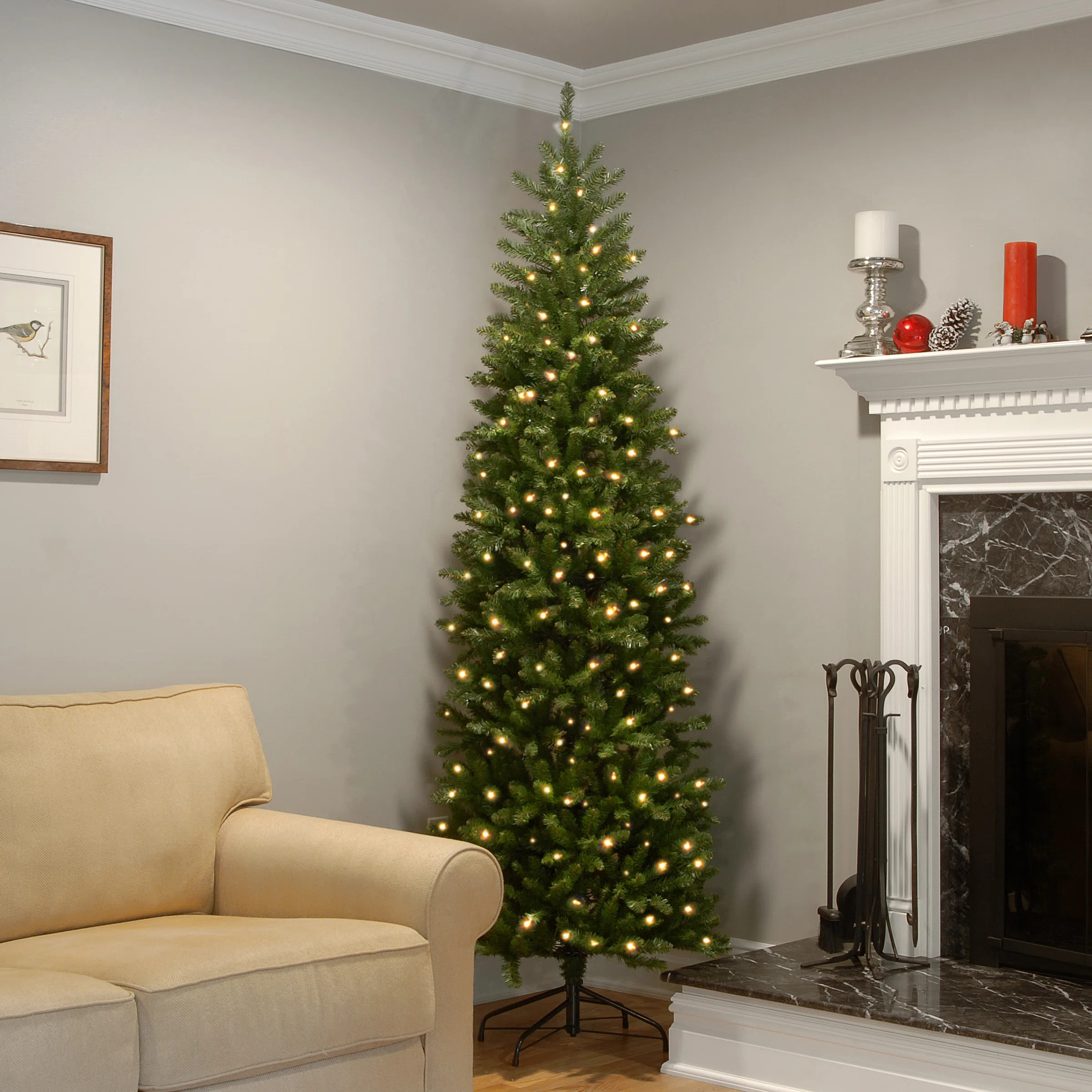 Levit Kingswood Fir Pencil Tree with Clear Lights | Wayfair North America