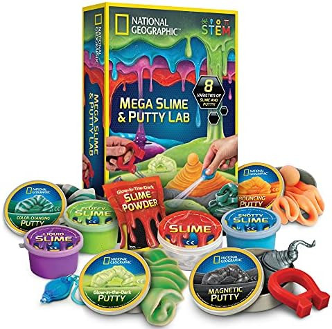 Amazon.com: NATIONAL GEOGRAPHIC Mega Slime Kit & Putty Lab - 4 Types of Amazing Slime for Girls &... | Amazon (US)