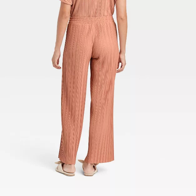 Women's High-Rise Wide Leg Knit Plisse Pull-On Pants - A New Day™ | Target