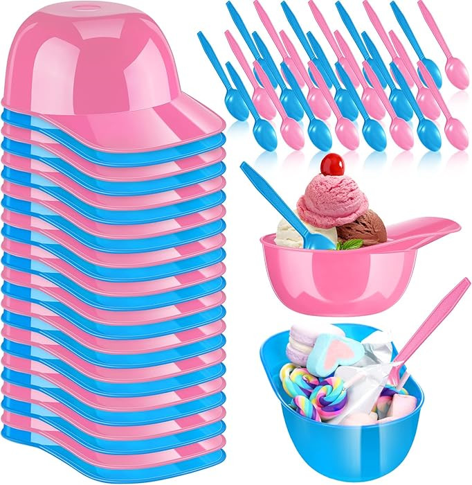 Suclain 24 Count Baseball Helmet Snack Ice Cream Bowl 24 Pcs Disposable Taster Spoons 8 oz Mini S... | Amazon (US)