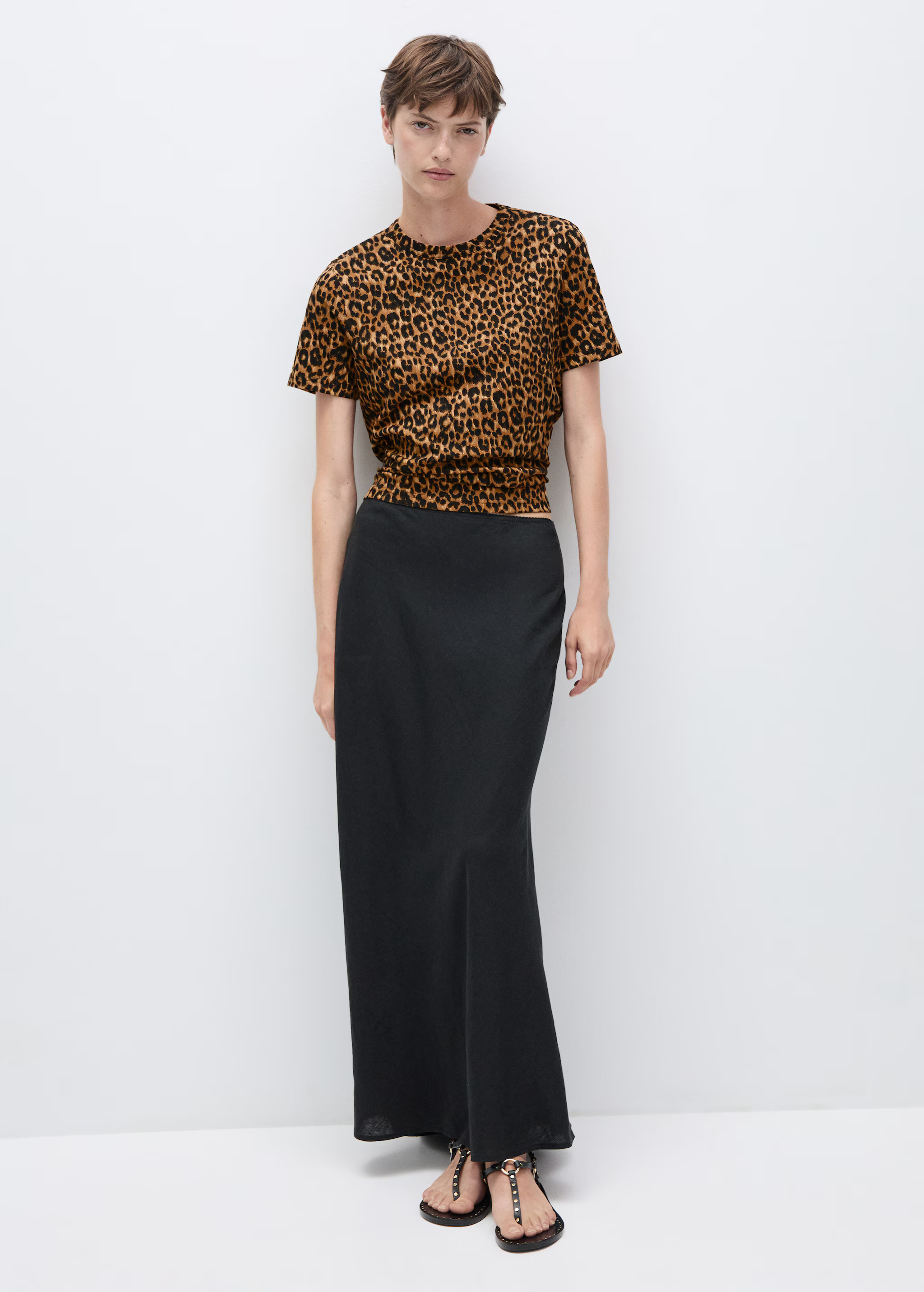 Animal-print cotton t-shirt - Women | MANGO USA | MANGO (US)