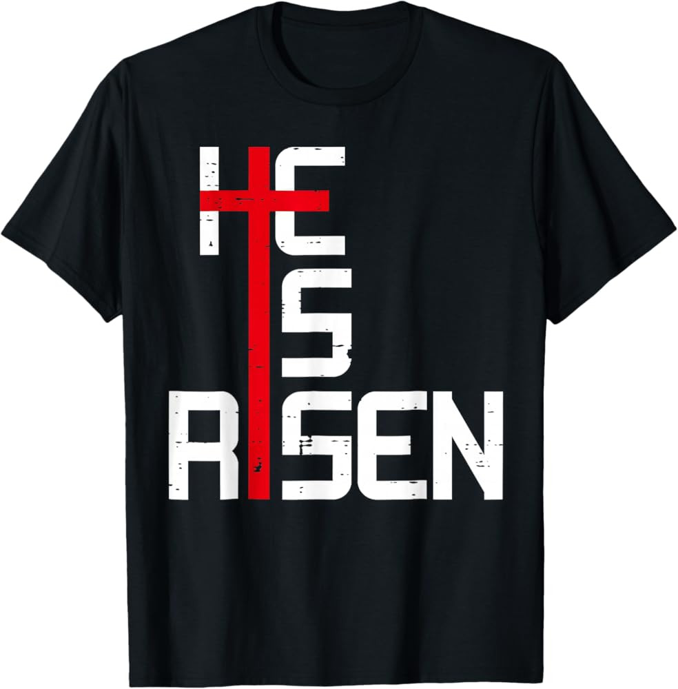 He is Risen Cross Jesus Easter Christian T-Shirt | Amazon (US)