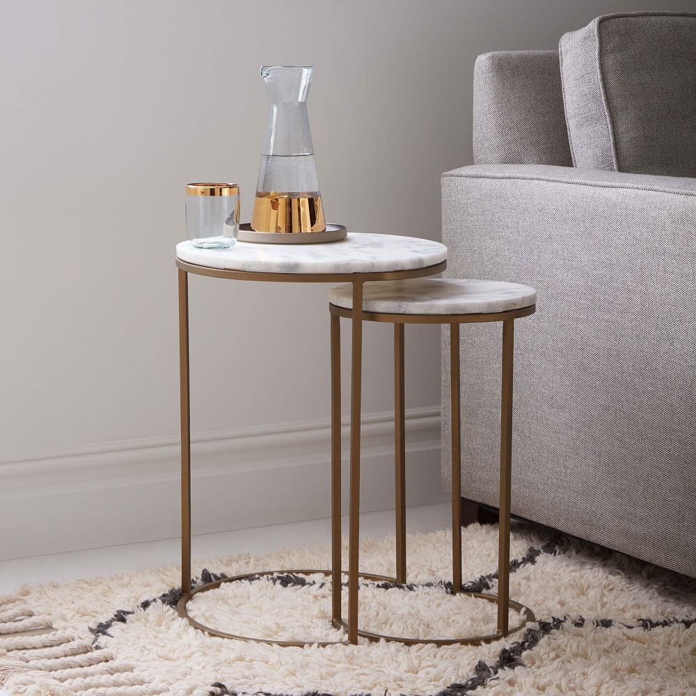 Marble Round Nesting Side Table (Set of 2) | West Elm (US)