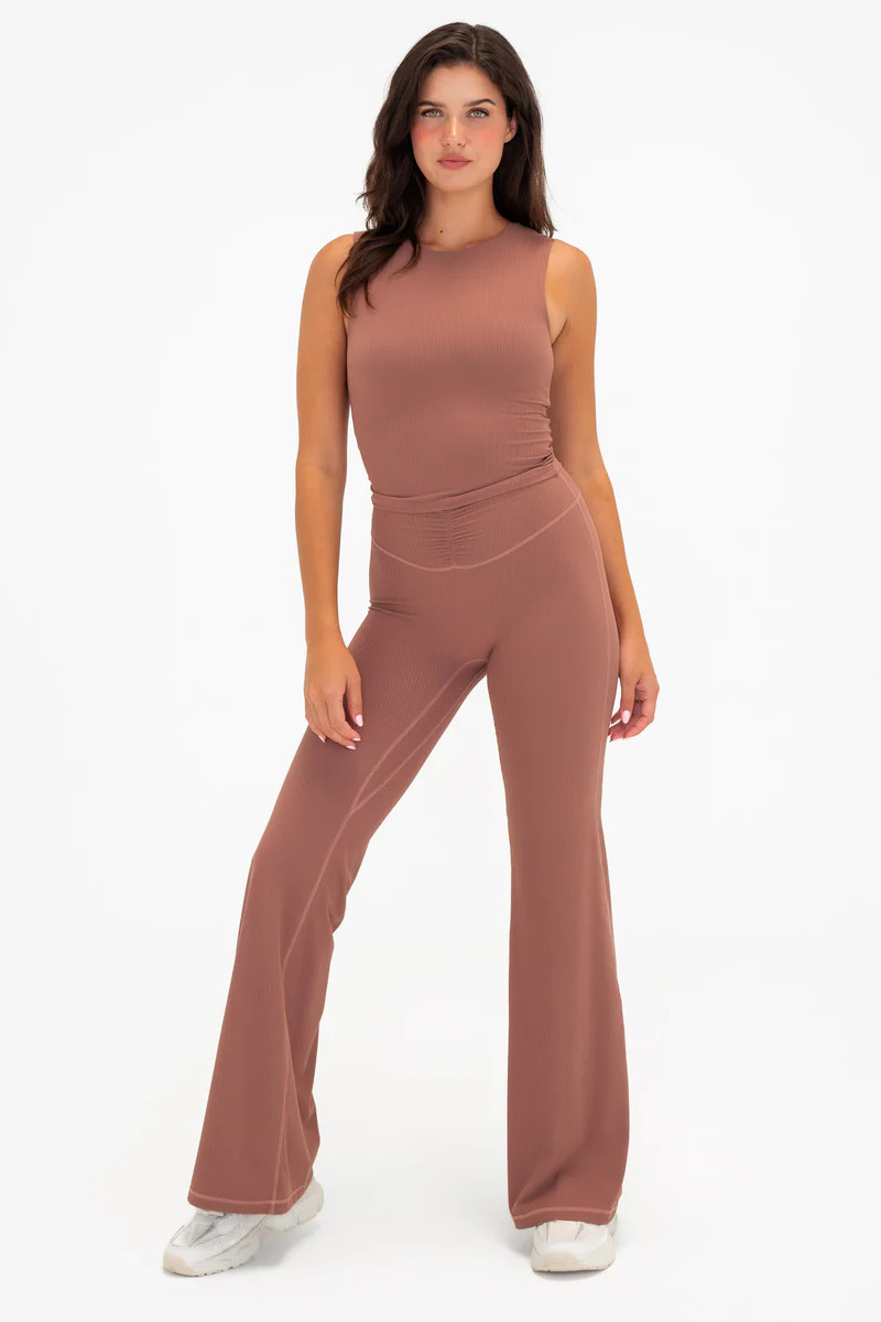Cloud II™ Rib Cinch Wide Leg Trouser - Sepia | Vitality