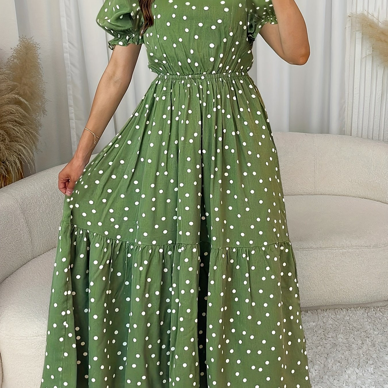 a10540a women's casual polka dot dress polyester a line maxi - Temu Canada | Temu Affiliate Program