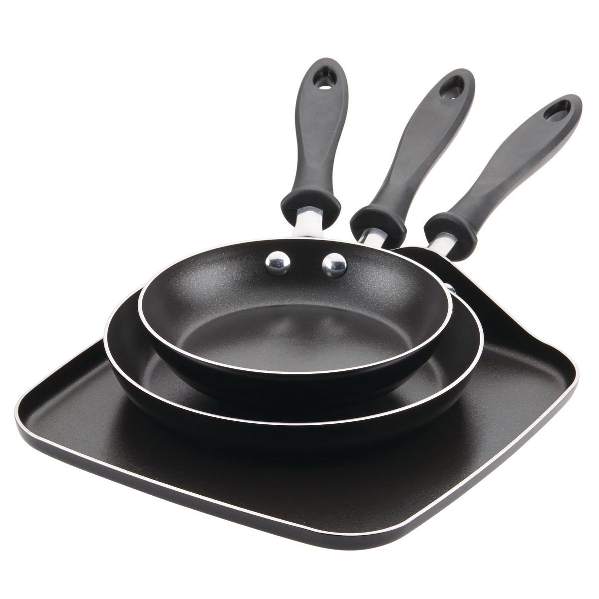 Farberware 3pc Nonstick Aluminum Reliance Skillet and Griddle Cookware Set Black | Target