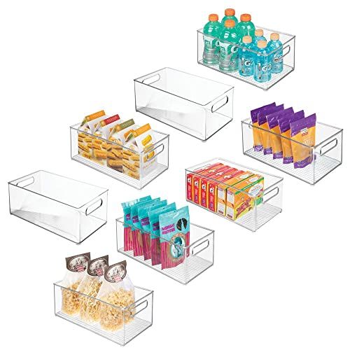 mDesign Deep Plastic Kitchen Storage Organizer Container Bin for Pantry, Cabinet, Cupboard, Shelves, | Amazon (US)