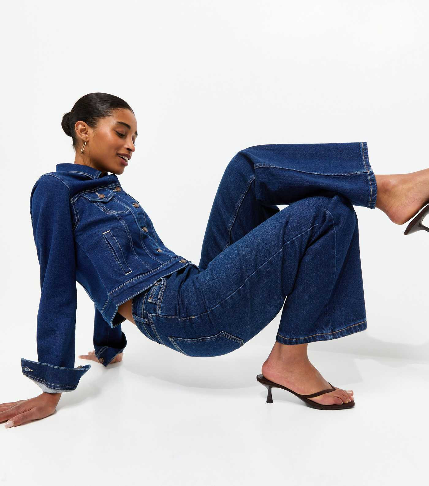 Dark Blue Adalae High Waisted Wide Leg Jeans | New Look | New Look (UK)