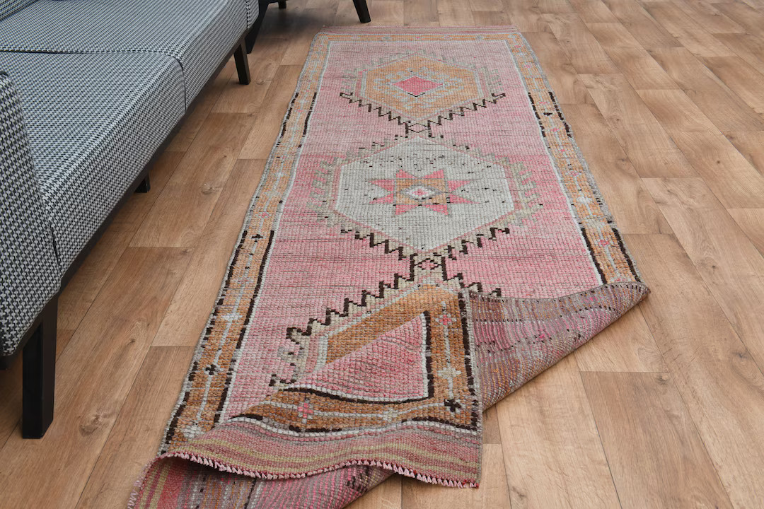 3.1x11.2 Pink Turkish Runner Vintage Bohemian Oushak Runner, Home Decor, Carpet, Wool Rug, Herki ... | Etsy (US)