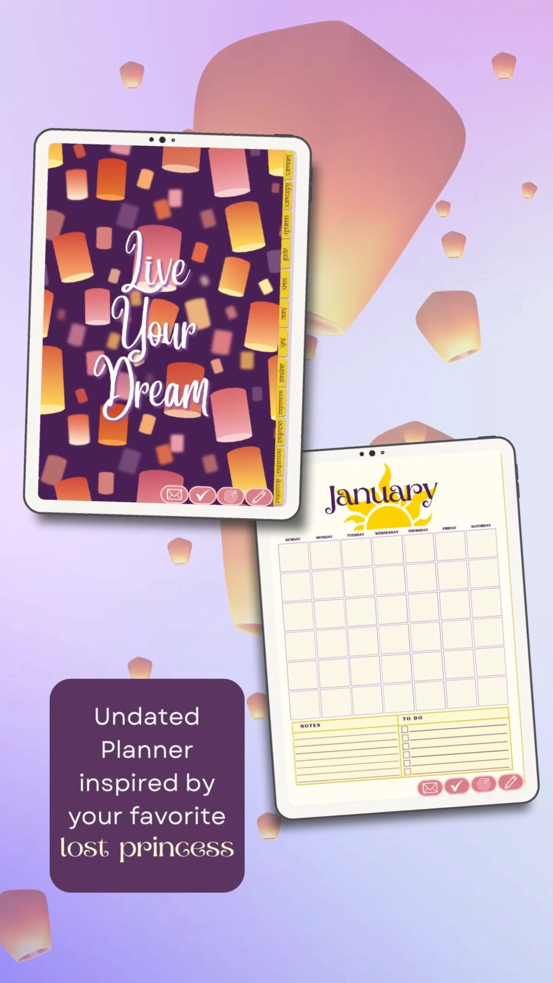 “Go.. plan your dream!” 🌸 love this undated digital planner that is inspired by Tangled! Perfect for my needs, reduces waste from not buying a regular planner, and I can keep using it for years. Plus I love the quotes from the movie on the weekly pages!