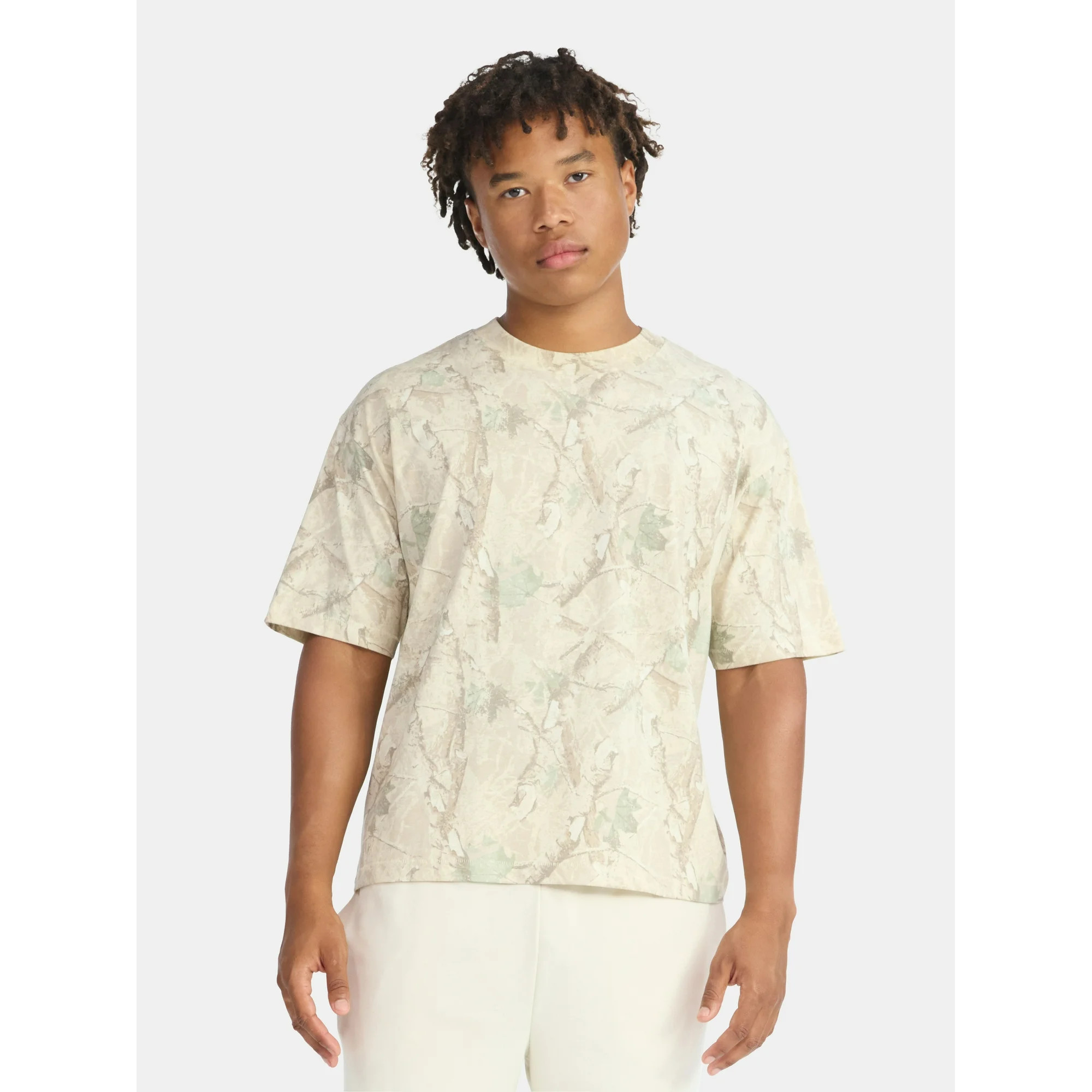 No Boundaries Cotton Oversized Cropped Tee, Men's & Big Men's | Walmart (US)
