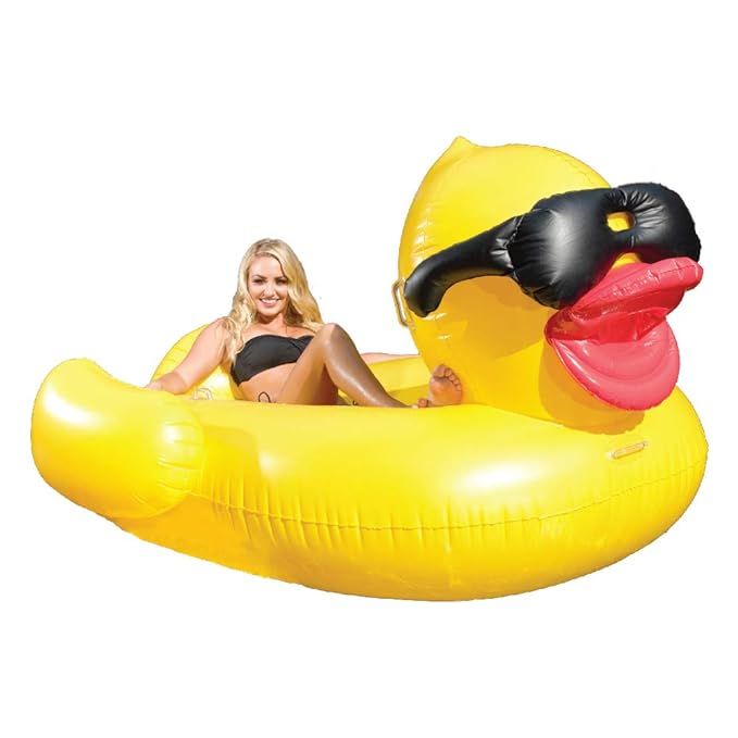 GAME 5000 Giant Derby Duck, Inflatable Balloon Animal Pool Float, Quick-Fill Valves, 300-Pound Ca... | Amazon (US)