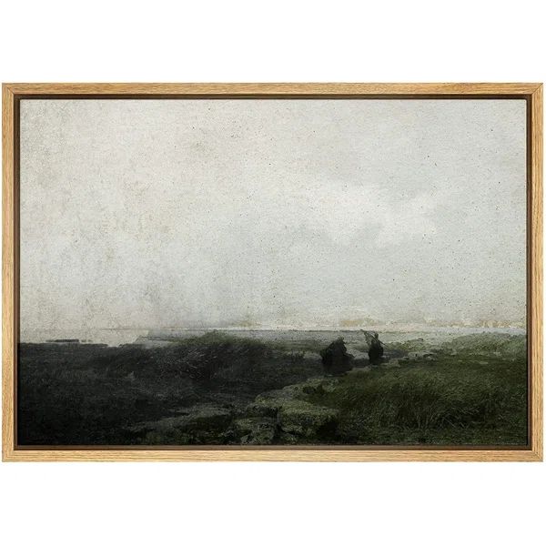 SIGNLEADER Framed Canvas Print Wall Art Brown Hill Over Foggy Terrain Scenic Wilderness Illustrat... | Wayfair Professional