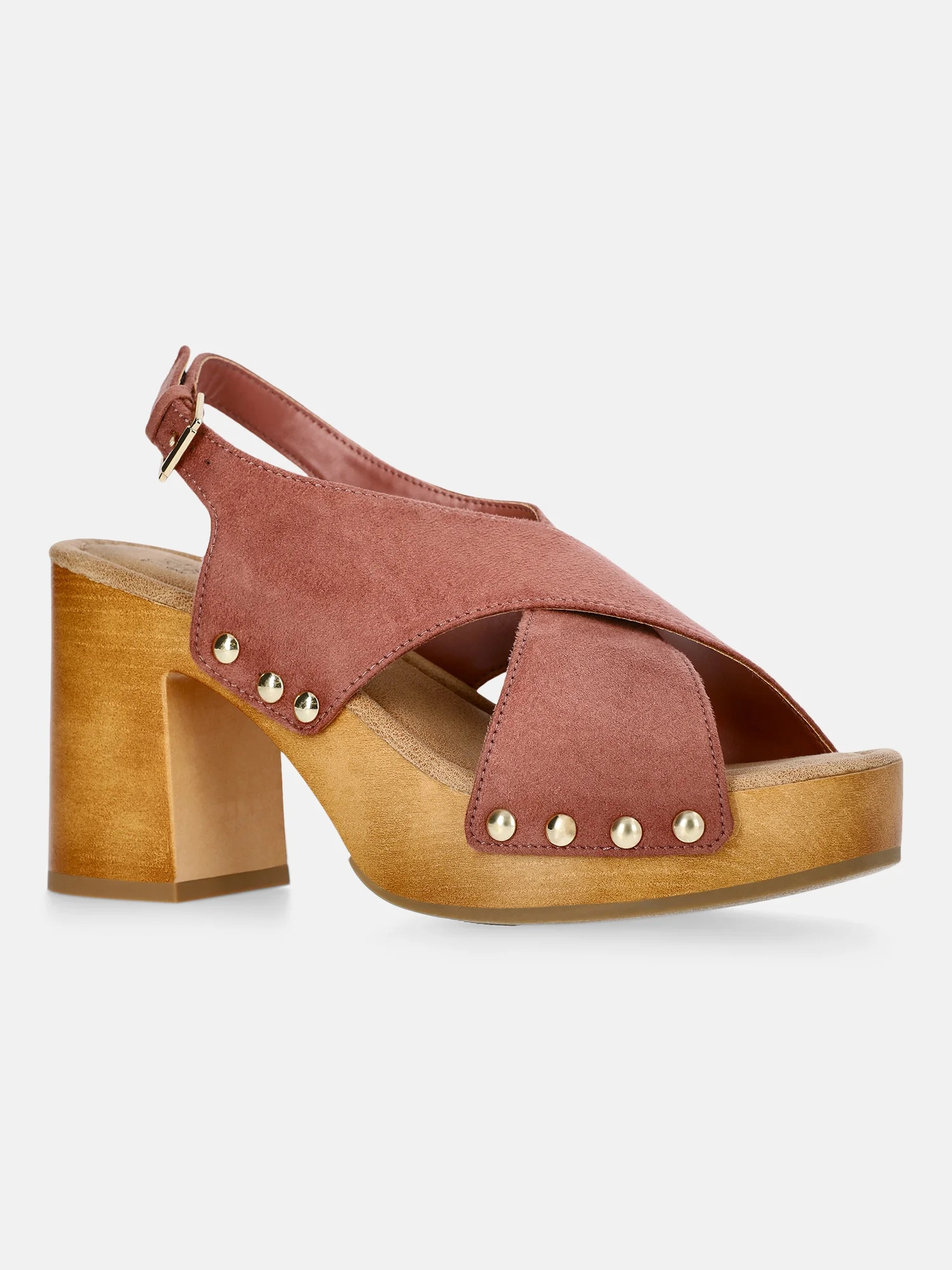 Time and Tru Women's X-Band Heeled Sandals | Walmart (US)