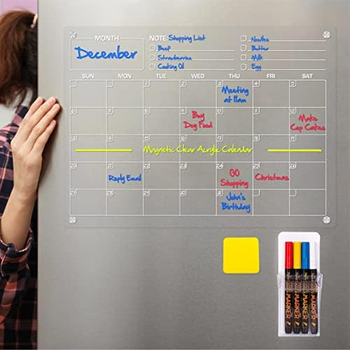 Magnetic Dry Erase Board Calendar for Fridge Clear Acrylic Calendar Board 16.5 x12.2” Whiteboard Cal | Amazon (US)