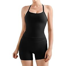 SUUKSESS Women 2 Piece Workout Sets High Waisted Tummy Control Biker Shorts Halter Padded Tank To... | Amazon (US)