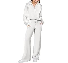 ANRABESS Women 2 Piece Outfits Sweatsuit Set 2023 Fall Oversized Half Zip Sweatshirt Wide Leg Swe... | Amazon (US)