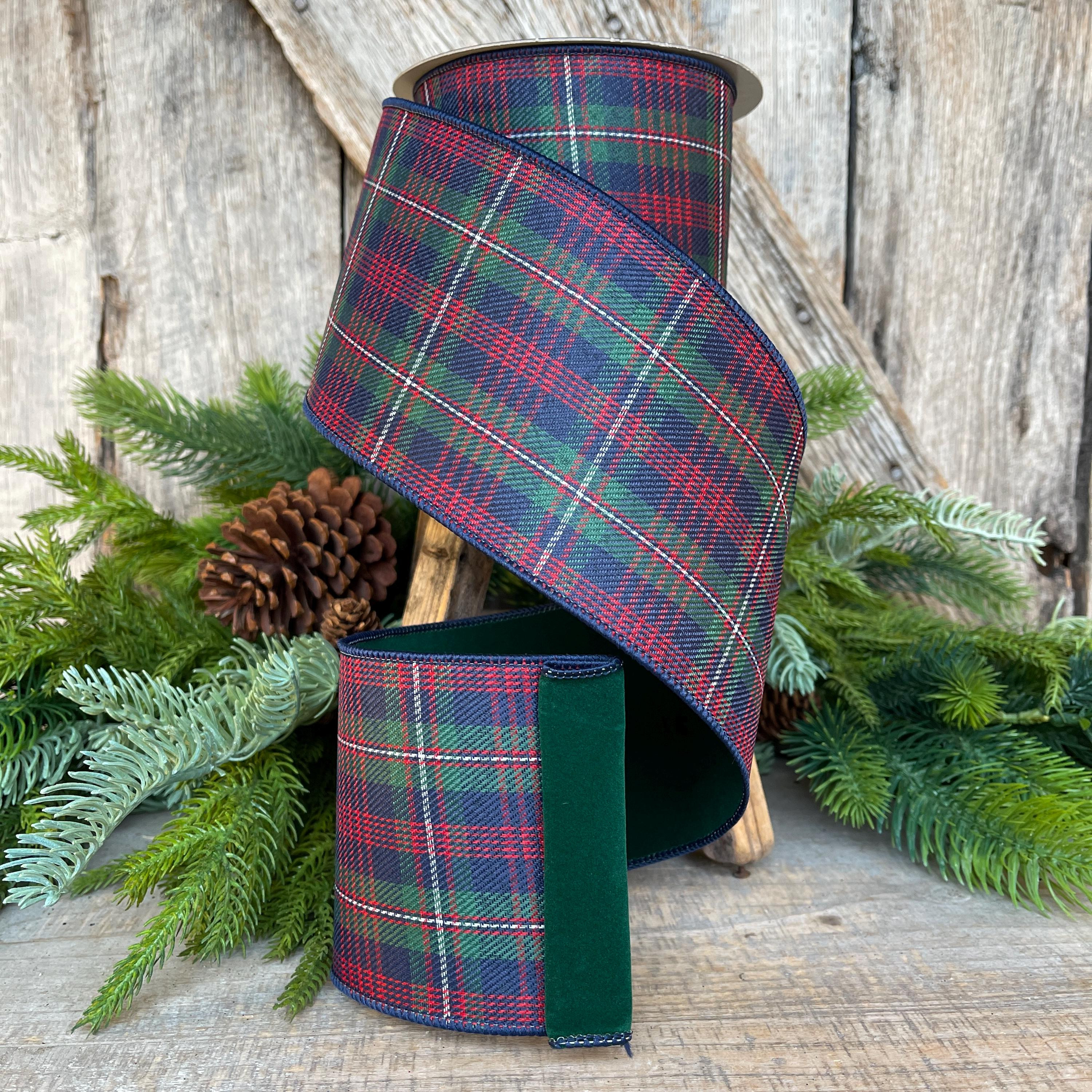 4" Blue Westchester Plaid Ribbon, Farrisilk Ribbon, Traditional Christmas Plaid Ribbon, Designer ... | Etsy (US)