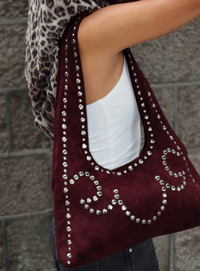 Lemoni Stud Bag Burgundy | Princess Polly AU