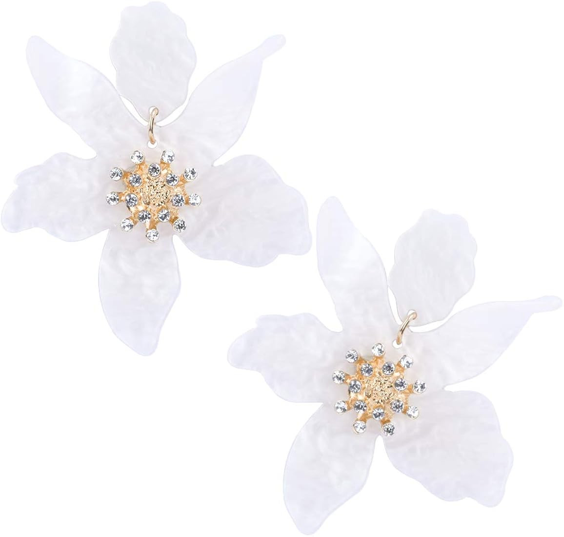 RESIN ACRYLIC FLOWER DANGLE EARRINGS - Exaggerated European And American Style Big Flower Earring... | Amazon (US)