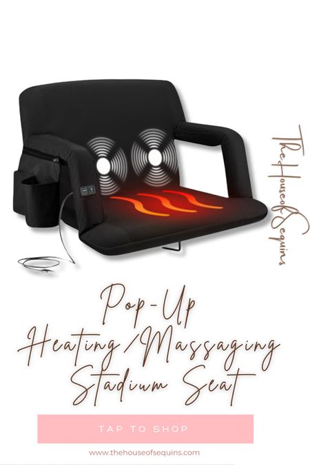 Amazon pop-up heating/massaging stadium seat, bleacher chair, heated chair, festival, pool, concerts, parks, tailgating, sports games, tips, travel tips, vacation, Amazon finds, Walmart finds, amazon must haves #thehouseofsequins #houseofsequins #amazon #walmart #amazonmusthaves #amazonfinds #walmartfinds  #amazontravel #lifehacks