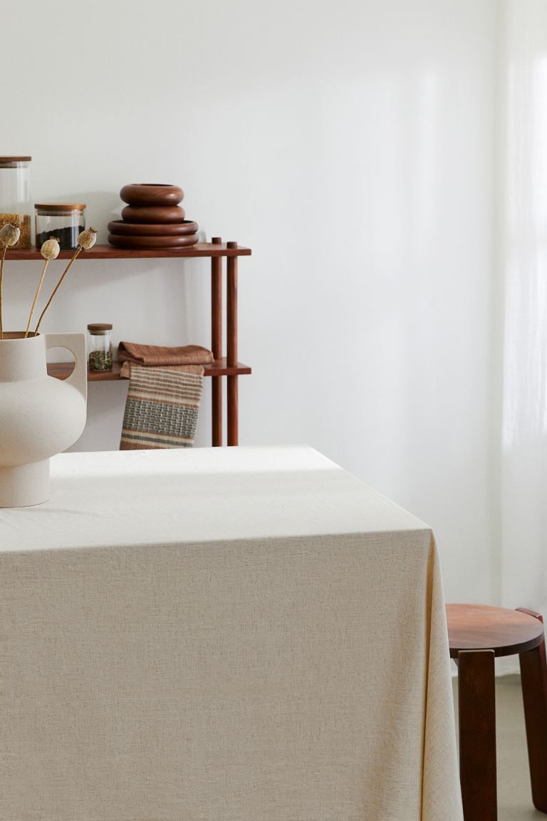 Cotton-blend Tablecloth - Light beige - Home All | H&M US | H&M (US + CA)