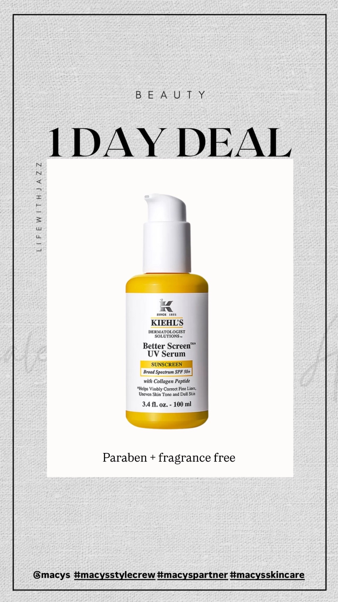 Kiehl’s sunscreen 50% off today only 

#LTKSaleAlert #LTKBeauty