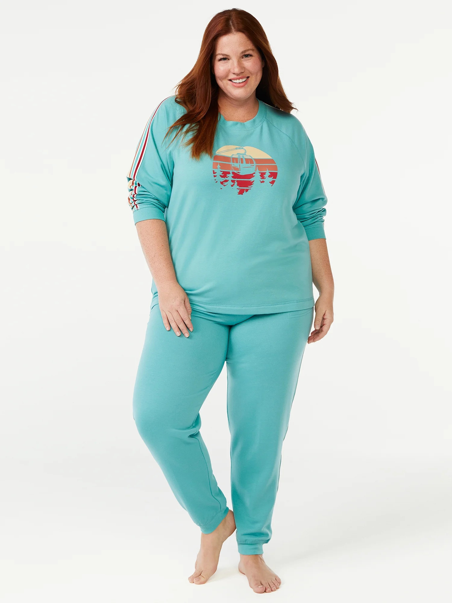 Joyspun Women's French Terrycloth Holiday Pajama Gift Set, 2-Piece, Sizes up to 3X - Walmart.com | Walmart (US)