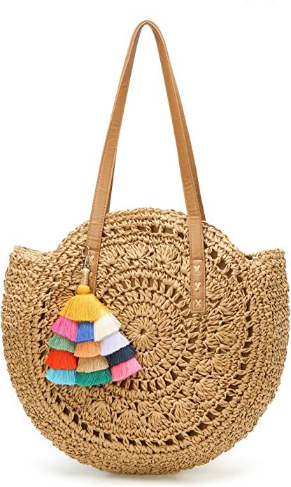 Straw Bga Summer Straw Large Woven Beach Bag Purse For Women Vocation Tote Handbags | Amazon (US)