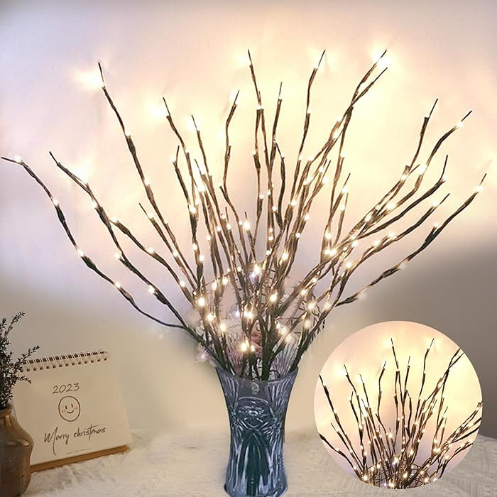 DK177 2 Pack Led Branch Light Battery Operated Lighted Branch Vase Filler Willow Tree Artificial ... | Amazon (US)
