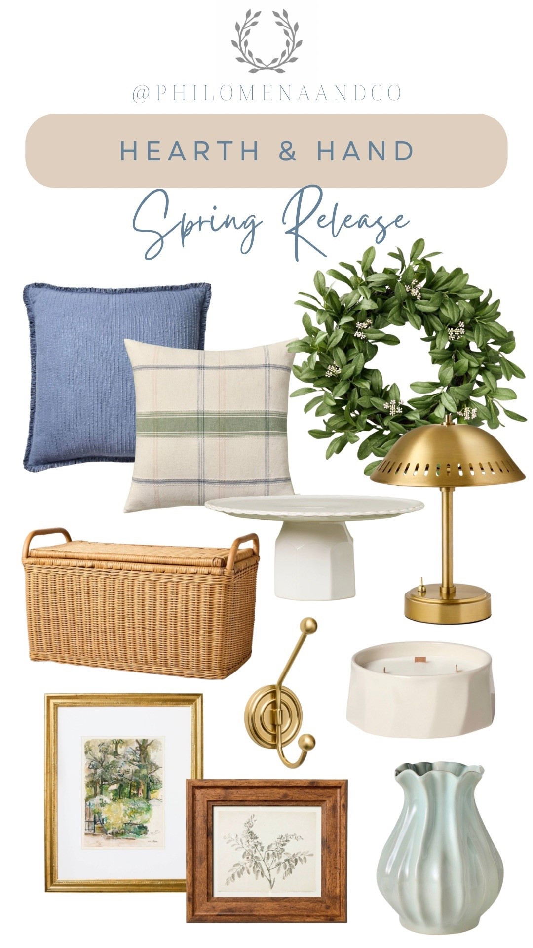 Hearth & Hand Spring 2026 Release
Spring pillows, throw pillows, basket, large storage basket, brass hook, cake stand, small lamp, brass lamp, art, wall art, home decor, spring wreath, cozy candles, vase, ceramic vase, home refresh

#LTKFindsUnder50 #LTKFindsUnder100 #LTKHome