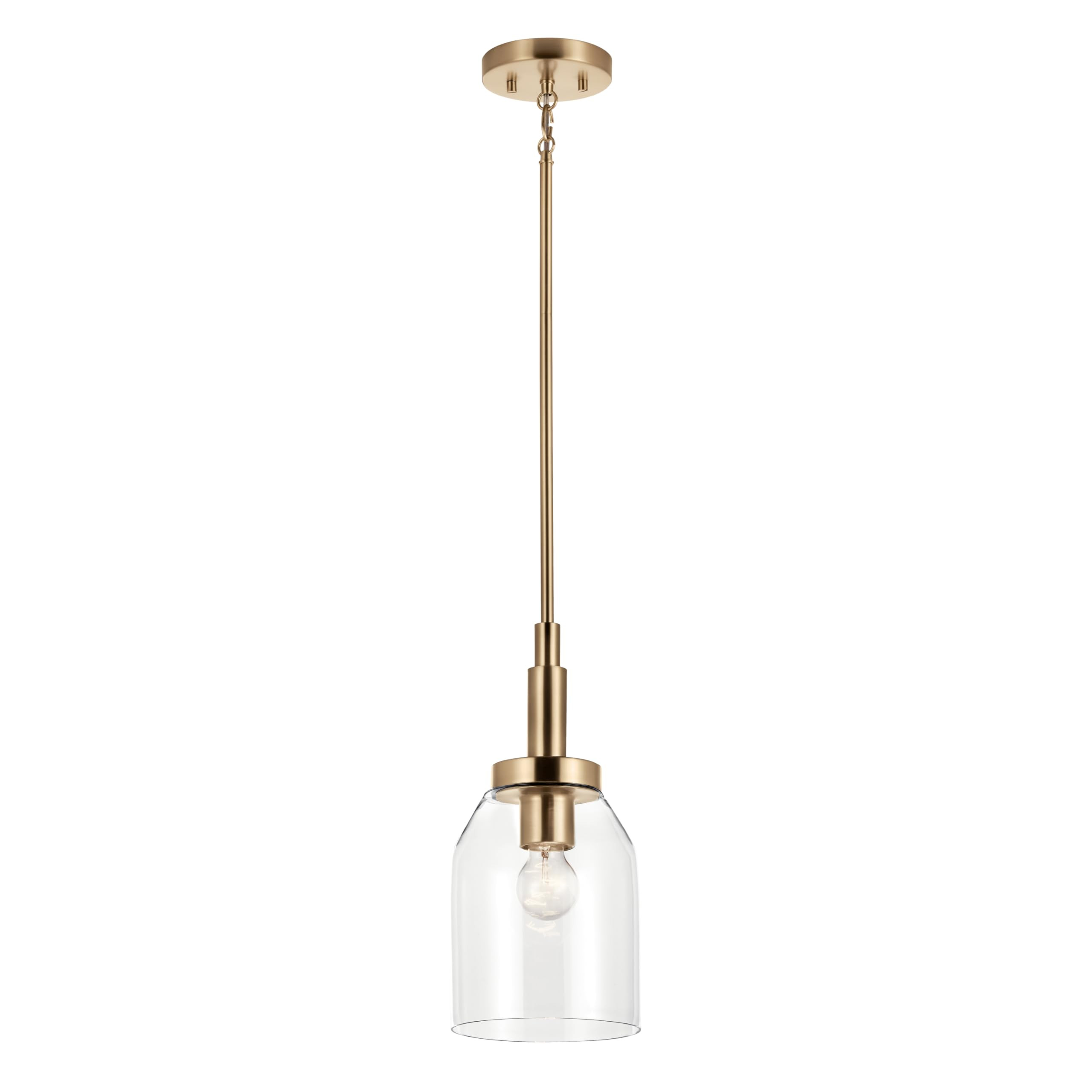 Kichler Madden 1-Light Mini Pendant Light Fixture with Clear Glass Shade in Champagne Bronze, Sloped Ceiling Compatible for Kitchen Island Hanging Lighting, (15" x 7"), 52725CPZ | Amazon (US)