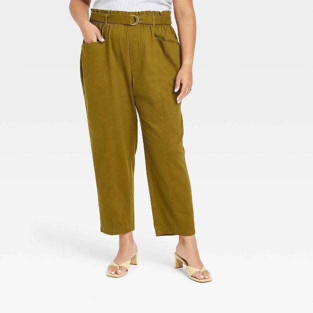 Women's Plus Size High-Rise Paperbag Belted Pants - Ava & Viv™ | Target