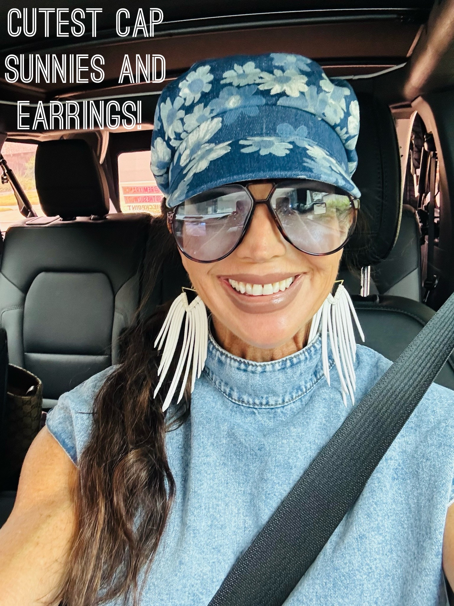Take your look up a notch with a fisherman cap, oversized sunnies and statement earrings!!💙🤍