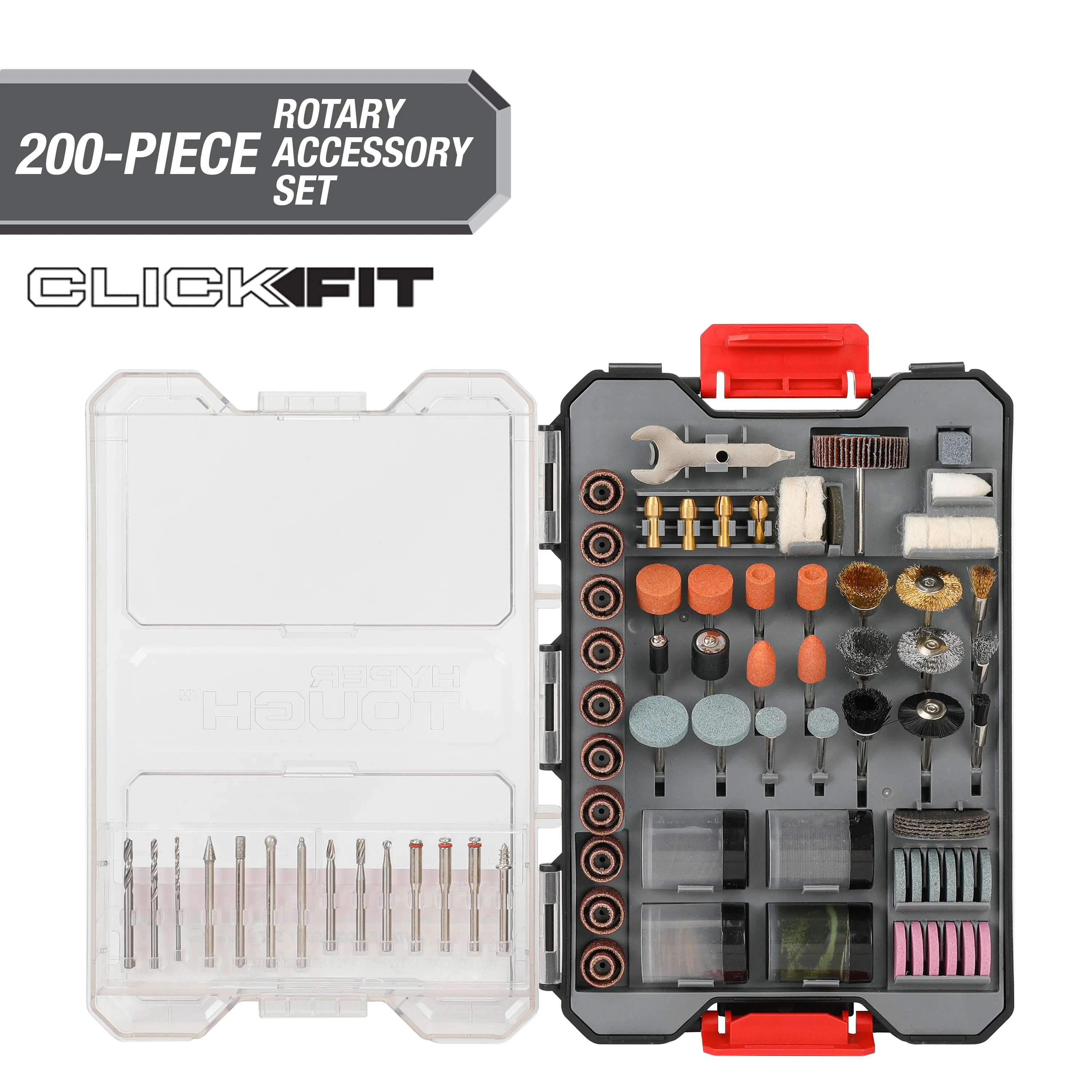 Hyper Tough 200-Piece Rotary Accessory Kit in Click Fit™ Case | Walmart (US)