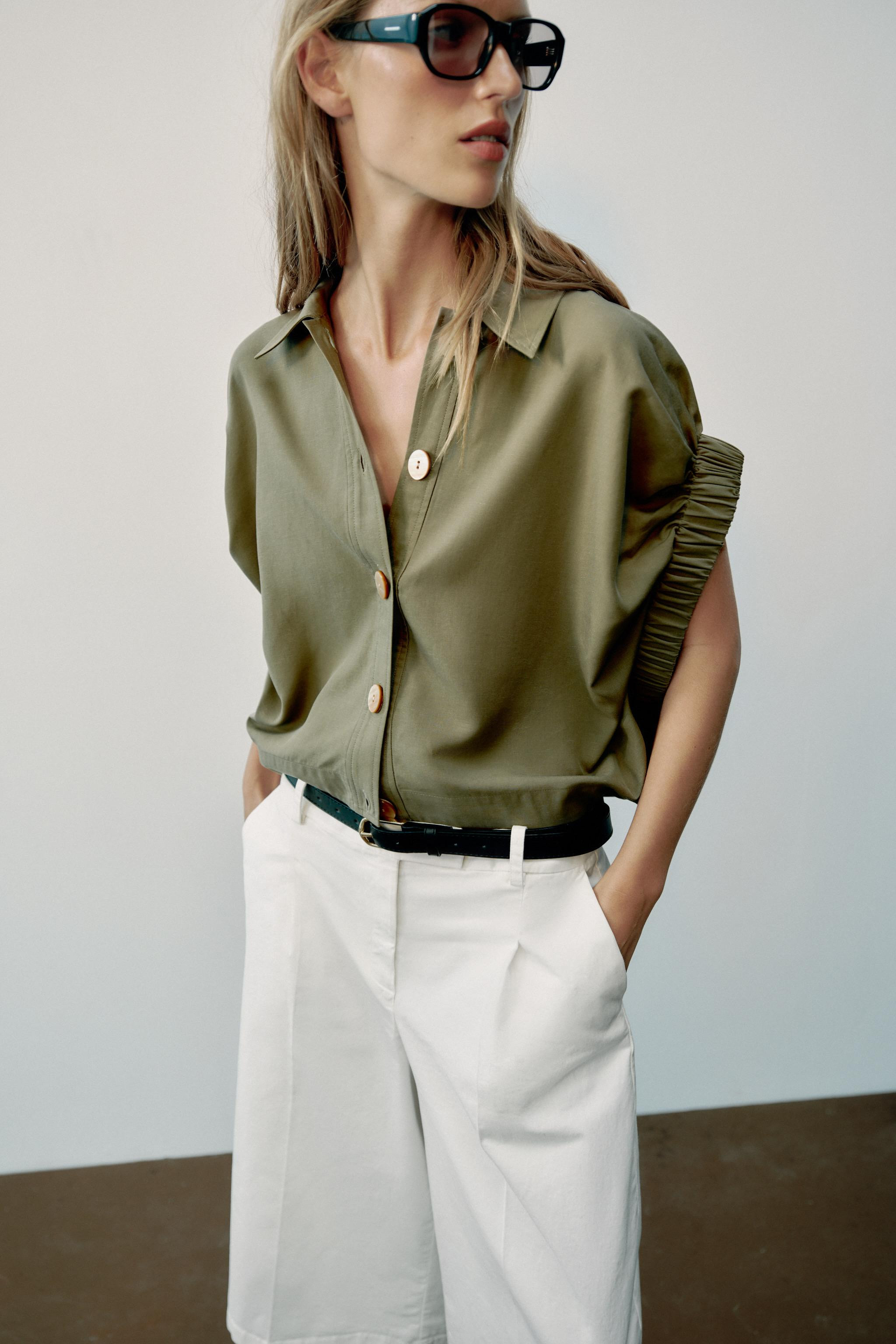 DRAPED SLEEVE SHIRT | Zara US