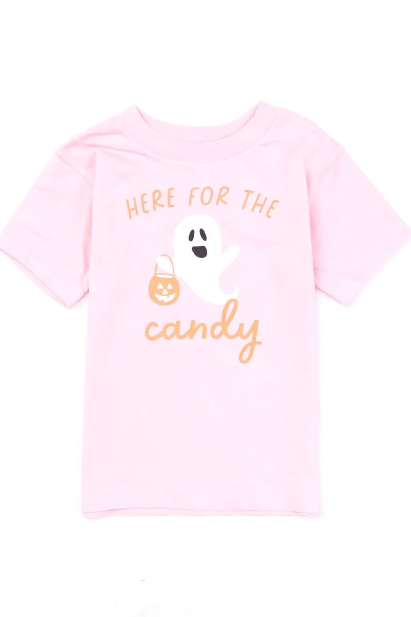 Kids Here For The Candy Ghost Graphic Pink Tee | The Pink Lily Boutique