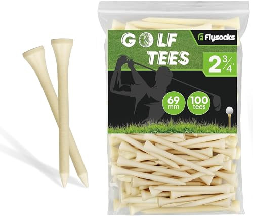 Flysocks Golf Tees Professional Natural Bamboo/Wood Golf Tees Pack of 100, Golf Tees 2 3/4 inch, Tall Golf Tees Bulk Reduce Side Spin and Friction | Amazon (US)