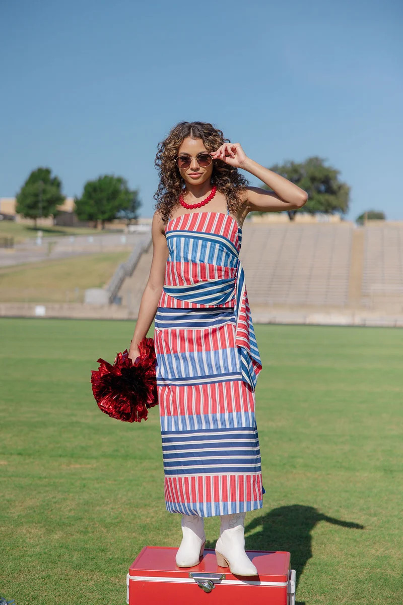 Tailgate Trends Midi Skirt - Red/Blue | The Impeccable Pig