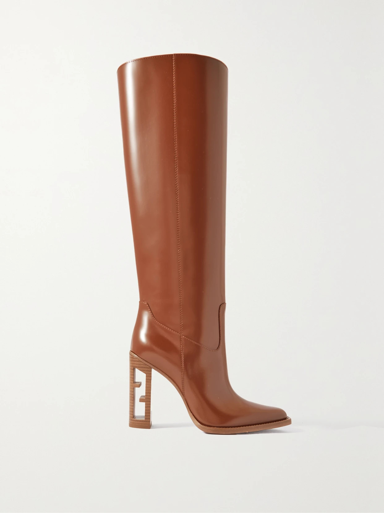 Fendi - Cut Leather Knee Boots - Brown | NET-A-PORTER (US)